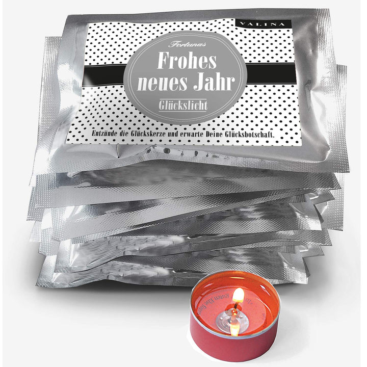 VALINA Fortunas Glückslicht/Dots/Weiss/Frohes neues Jahr / 10er-Set