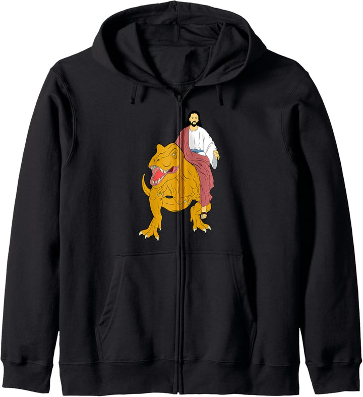 Jesus Riding Dinosaurier Graphic Dino Trex Kapuzenjacke