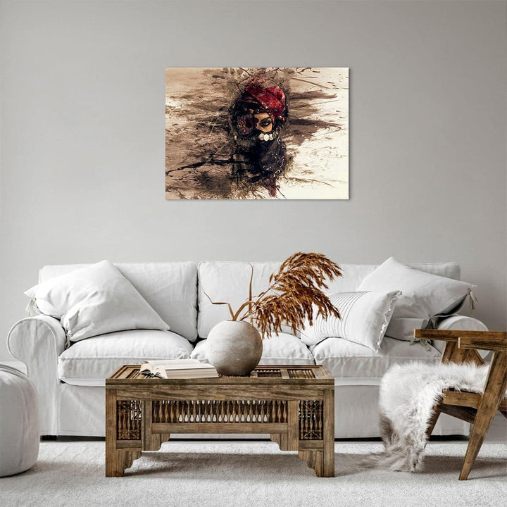 Bilder auf Leinwand Frau Folklore Leinwandbild mit Rahmen 70x50cm Wandbilder Dekoration Wohnzimmer S