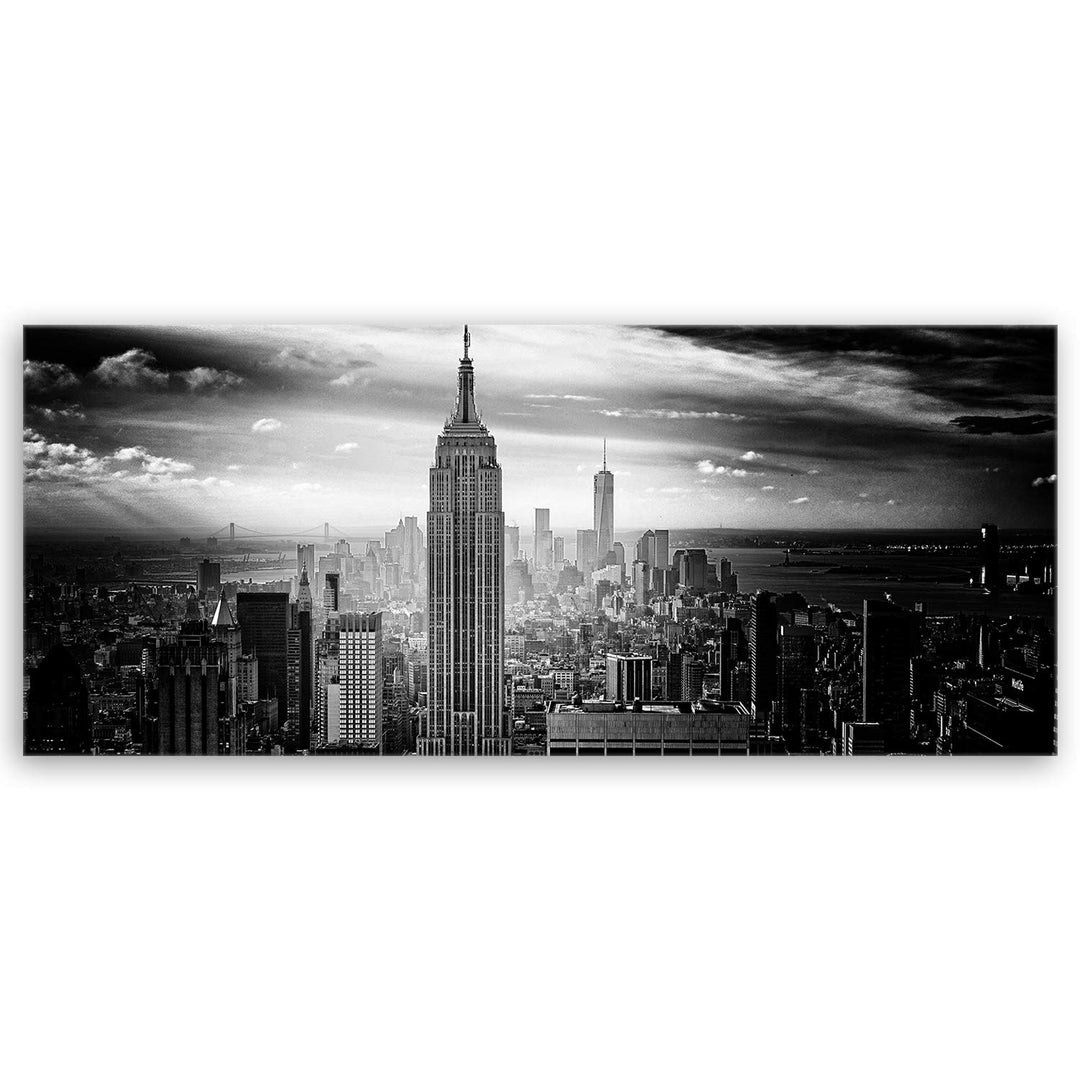 ge Bildet Bild auf Leinwand | Empire State Building in New York - Schwarz Weiss D in 100x40 cm als P
