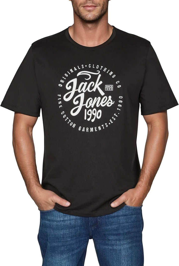JACK & JONES JJLINO T-Shirt 4er Pack Rundhals Kurzarm Shirt Regular Fit Print Sommer 100% Baumwolle