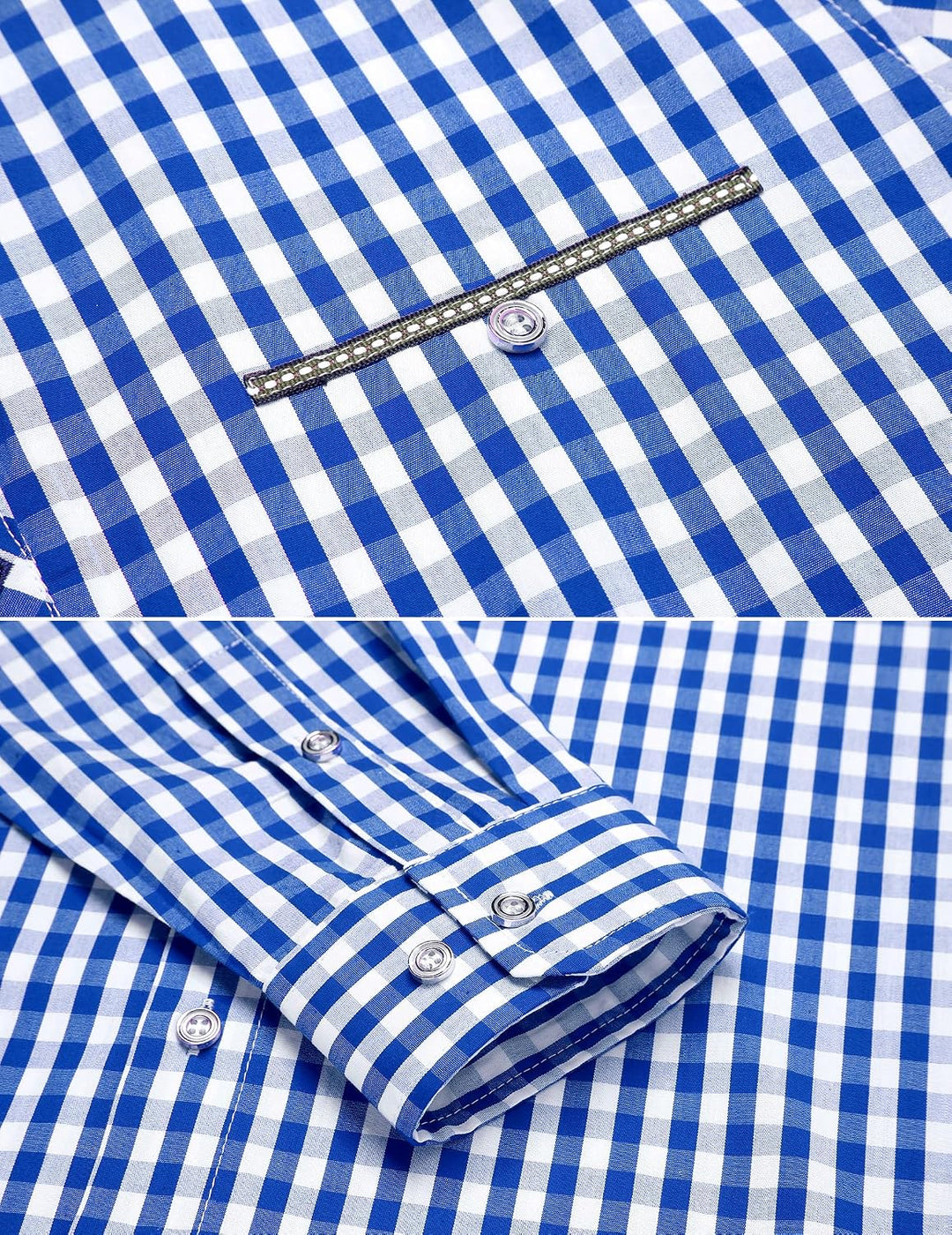 COOFANDY Hemd Herren Langarm Trachtenhemd Kariertes Oktoberfest Hemd Freizeithemd Karohemden Herrenh