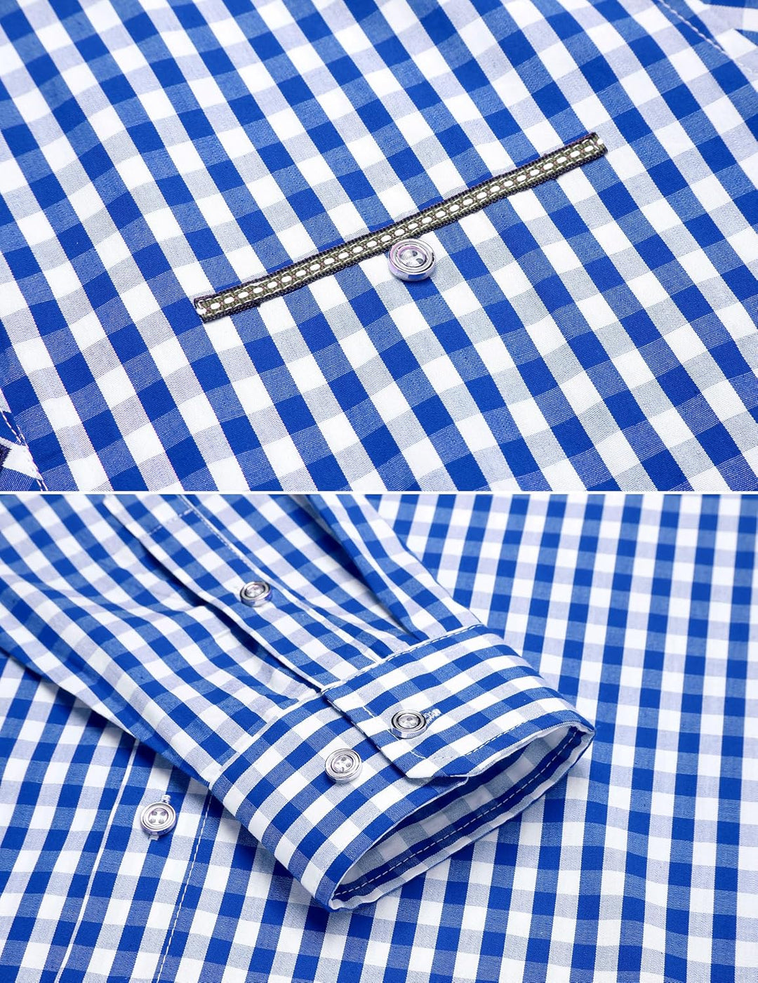 COOFANDY Hemd Herren Langarm Trachtenhemd Kariertes Oktoberfest Hemd Freizeithemd Karohemden Herrenh