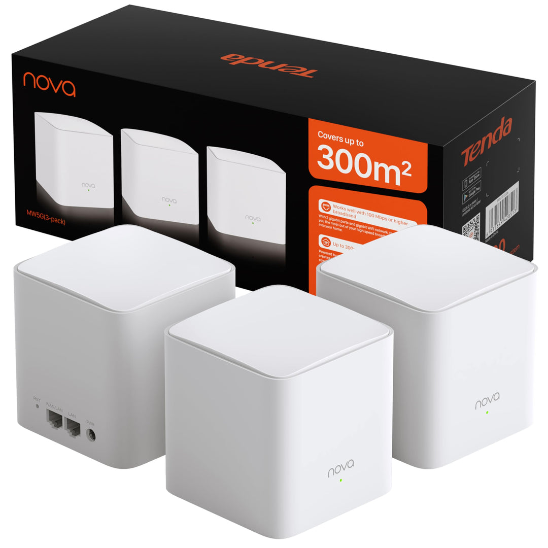 Tenda Nova MW5G (3er Pack) echtes Dual-Band Mesh WLAN (bis zu 300m², 6X Gigabit Ports, AC1200, Gigab