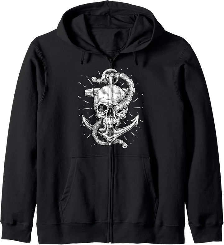 Anker mit Totenkopf - Norddeutsch Norden Plattdeutsch Kapuzenjacke