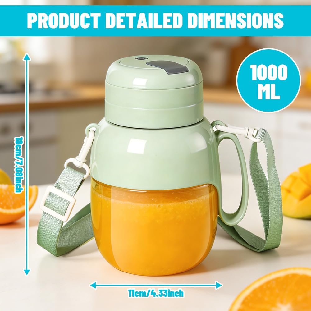 Tragbarer Mixer & Smoothie Maker, 1000ML Grosser Mixer Smoothie Maker mit Trinköffnung & Trageriemen