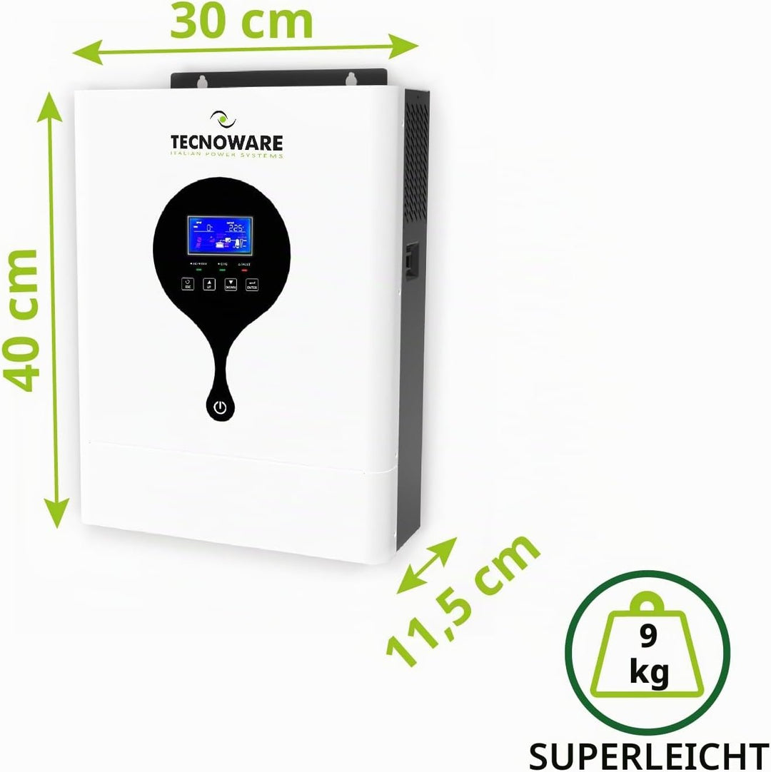 Tecnoware 5500 VA ATA Hybrid-Solarstrom-Wechselrichter - 48V-Batterie – 120V-450V-Solar-Regler MPPT