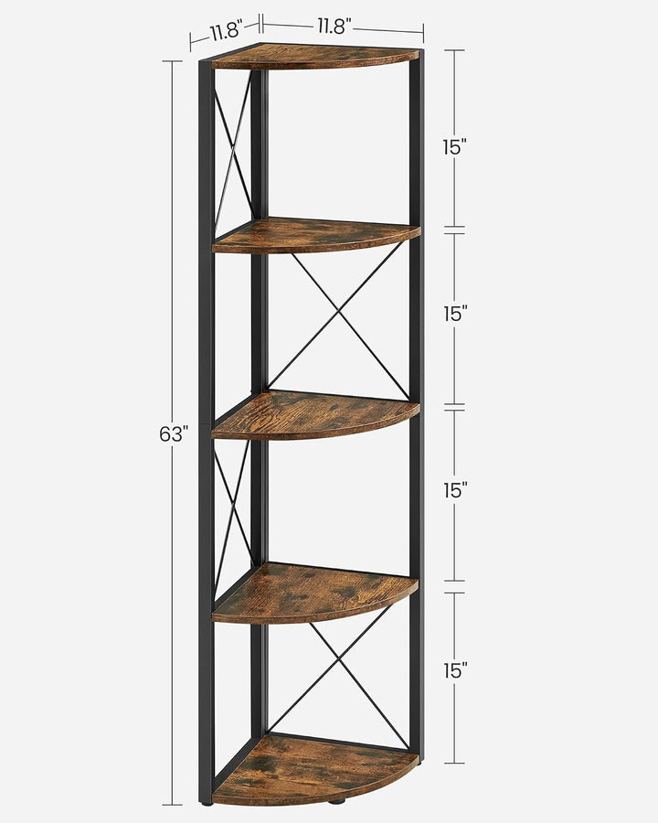 VASAGLE Eckregal mit 5 Ebenen, Bücherregal, 160 cm hoch