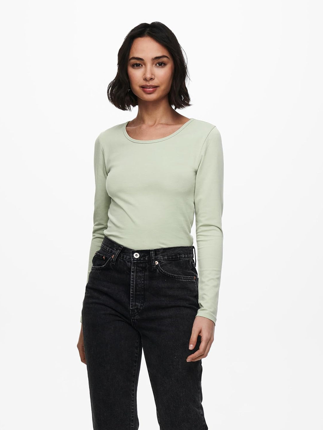 ONLY Damen Longsleeve Onllive Love Life Basic Damen-Shirt S 1x Desert Sage, 1x Balsam Green, 1x Chin