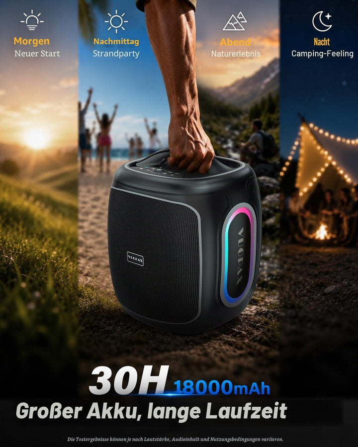 Bluetooth Lautsprecher Gross 120W, Tragbare Musikbox mit kraftvollem Sound, 6,5'' Woofer, Tiefbass &