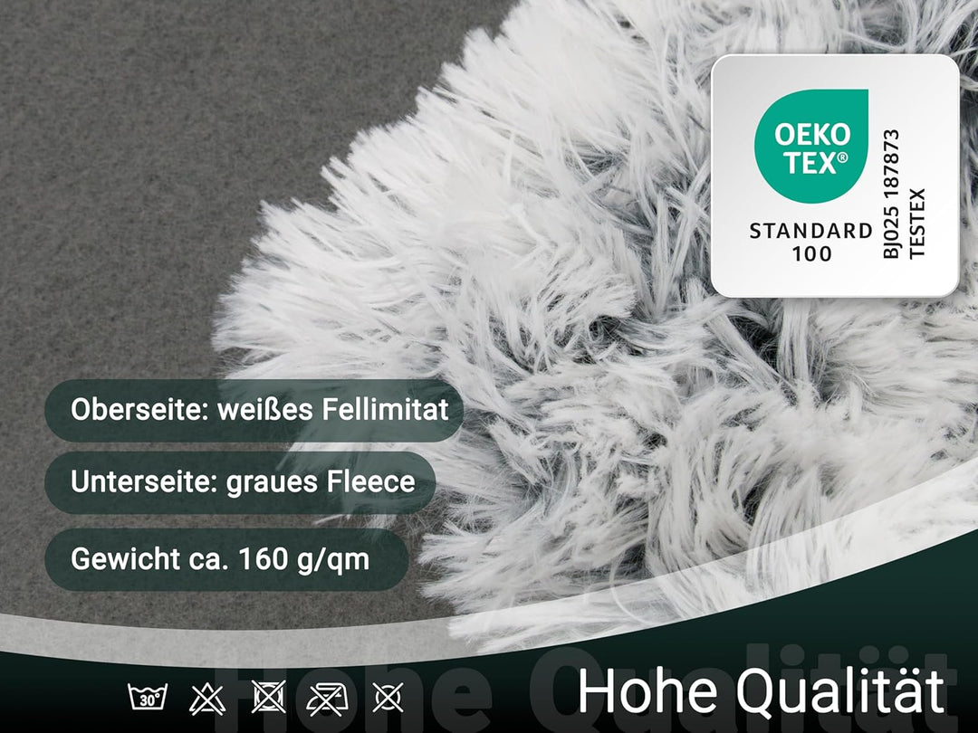 ZOLLNER Kuscheldecke, Wendedecke, 220x240 cm, grau-weiss, Felloptik 220 x 240 cm