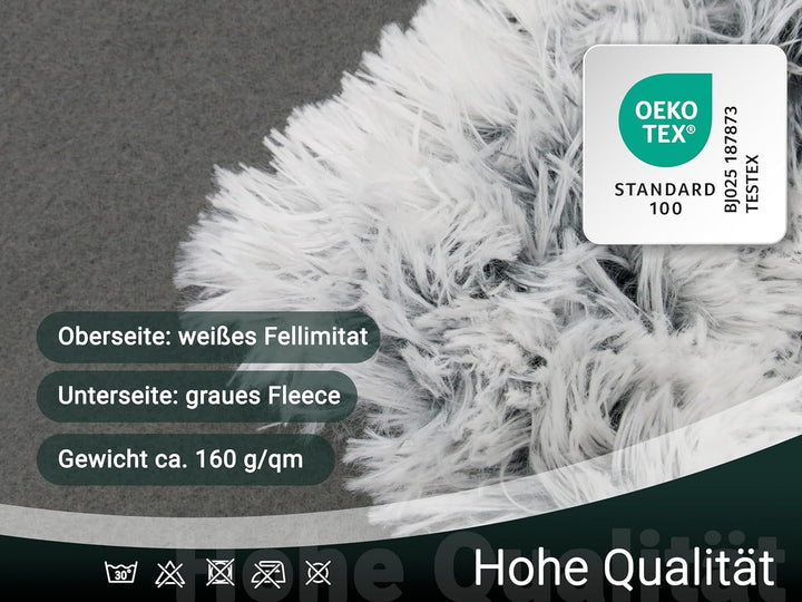 ZOLLNER Kuscheldecke, Wendedecke, 220x240 cm, grau-weiss, Felloptik 220 x 240 cm
