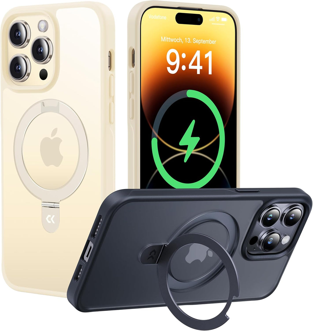 CASEKOO Magic Stand für iPhone 14 Pro Hülle für MagSafe [Militärschutz] [Unsichtbarer Ständer] Stoss