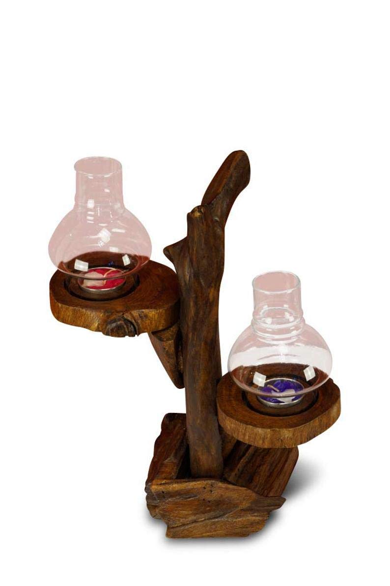 Kerzenständer Baum - Windlicht in Baumoptik - 2 bis 5 Lichter mit Glasaufsatz und Kerze - Teelichtha