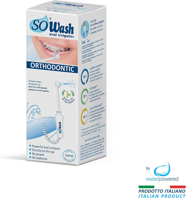 SoWash Munddusche | VORTICE ORTHODONTIC | Verbindet mit dem Wasserhahn | Munddusche ohne Batterien u