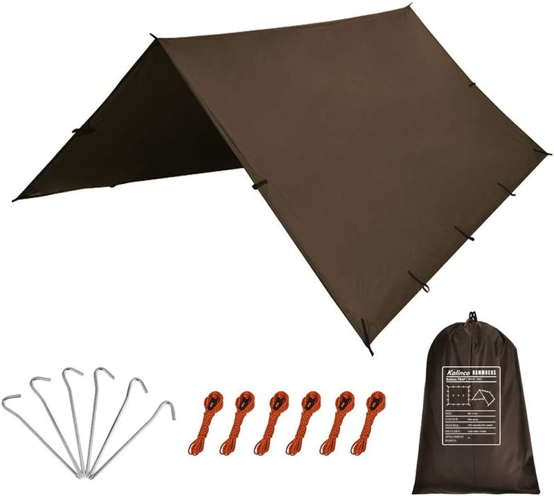 Zeltplane Tarp für Hängematte Regenschutz Sonnensegel für Ourdoor Camping Wasserdicht Anti-UV Brau 3