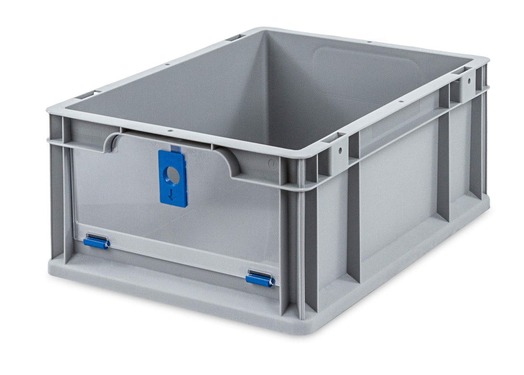aidB Eurobox NextGen Insight Cover blau, 400x300x170 mm, Cover niedrig, robuste Regalbox mit Entnahm