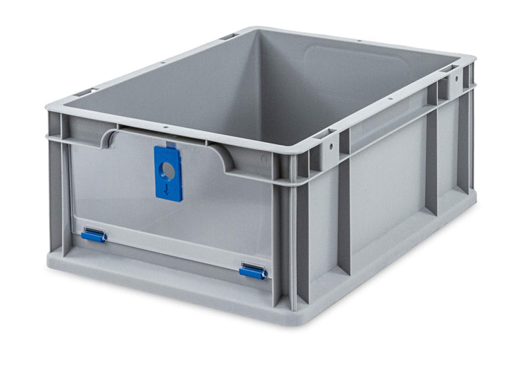 aidB Eurobox NextGen Insight Cover blau, 400x300x170 mm, Cover niedrig, robuste Regalbox mit Entnahm