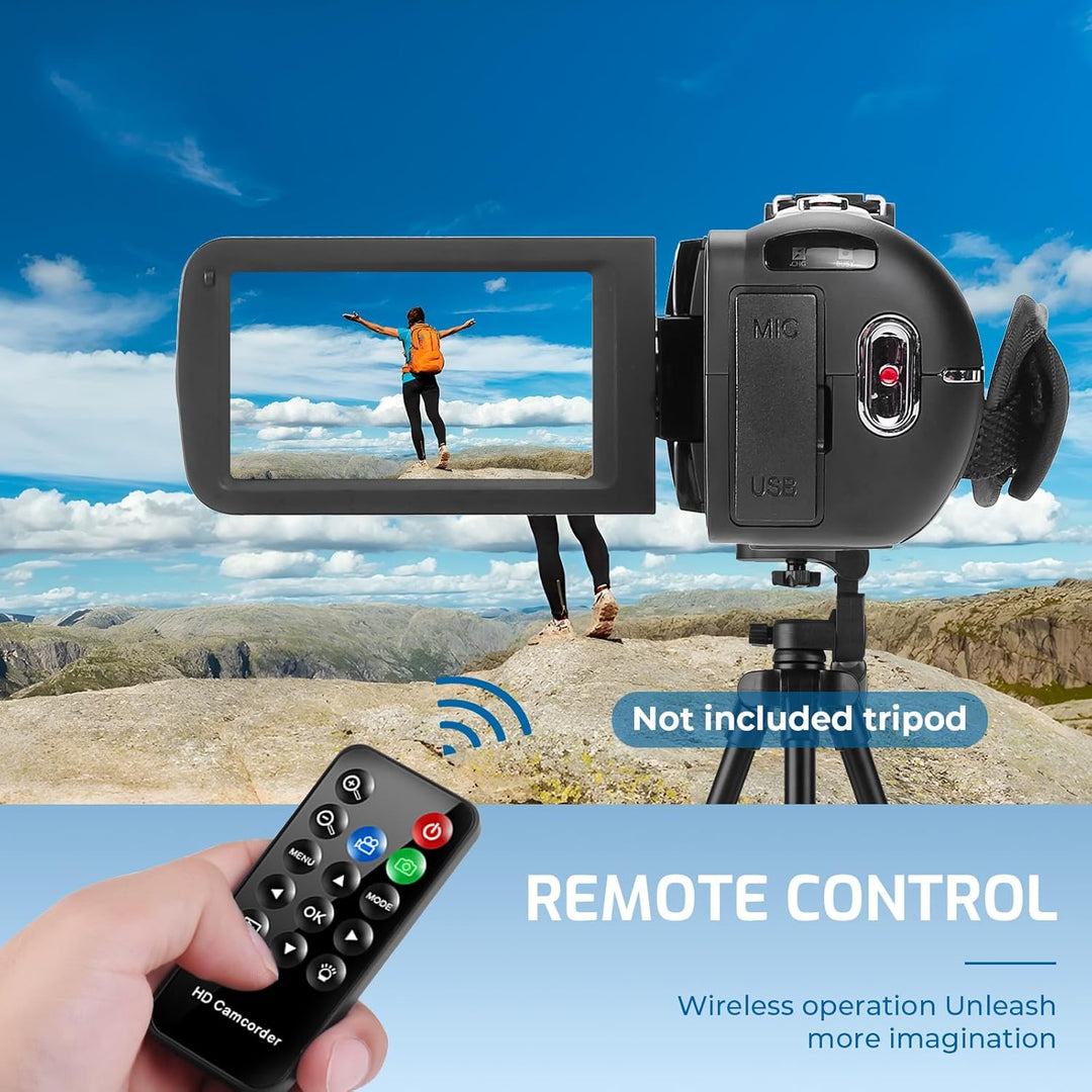 Videokamera 4K Camcorder 80MP 18X Digitalzoom IR Nachtsicht Vlogging Camera | 4K UHD & 80MP Fotos, 3