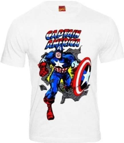 Marvel Comics Retro Herren T-Shirt Captain America Classic Cover Weiss (M)