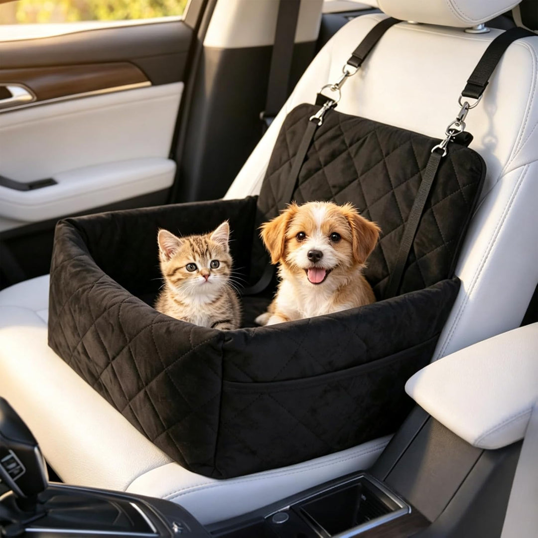 Hunde Autositz für Kleine Hunde, Hundesitz Auto mit Aufbewahrungstaschen, Verdickter Hundeautositz S