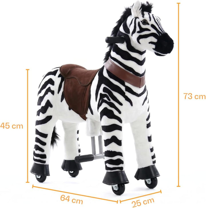 Zebra auf Rollen Klein, 3-5 Jahre, Reitpferd für Kinder, Schwarz Schwarz XS, Schwarz XS