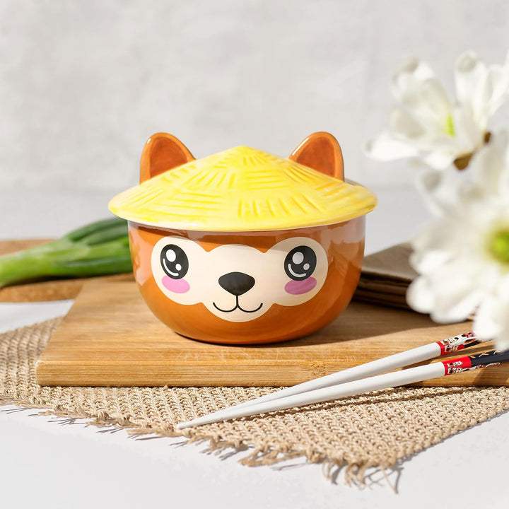 Elbenwald Alpaka Kawaii Schale mit Deckel für Anime Fans Ramen-Bowl Müslischale rundumbedruckt 550 m