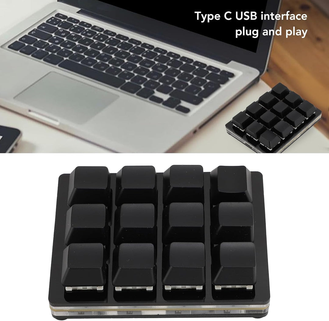 Bewinner Einhändig Programmierbare Mechanische Tastatur, Mechanische RGB Gaming Tastatur mit 12 Tast