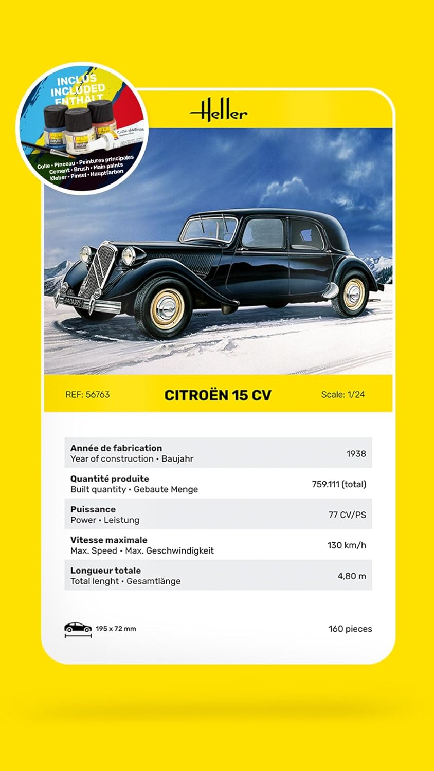 Heller 56763 Citroen 15 CV Modellbausatz, grau