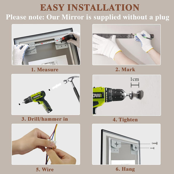 Badspiegel-mit-Beleuchtung 80x60 - LED Badezimmerspiegel mit Bluetooth - Badezimmer Spiegel mit Bele