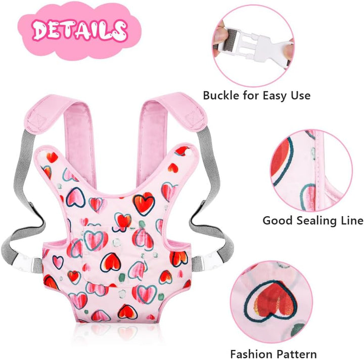 Babypuppentrage, Puppentrage für Kinder mit verstellbaren, Rückentrage mit verstellbaren Trägern für