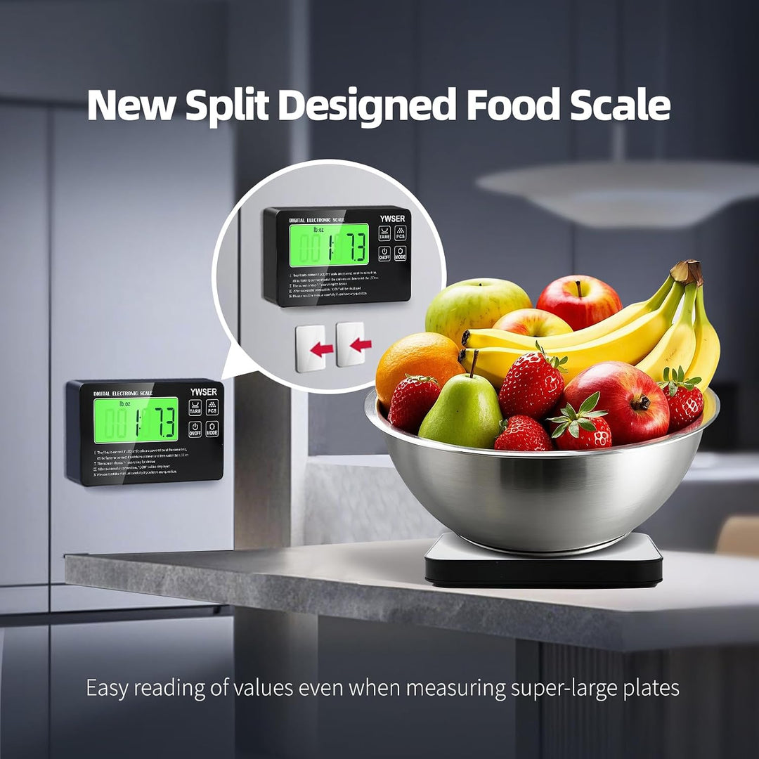 15kg Digitale Küchenwaage mit LCD-Fernanzeige, Split entworfenes Display zum einfachen Lesen und Rei