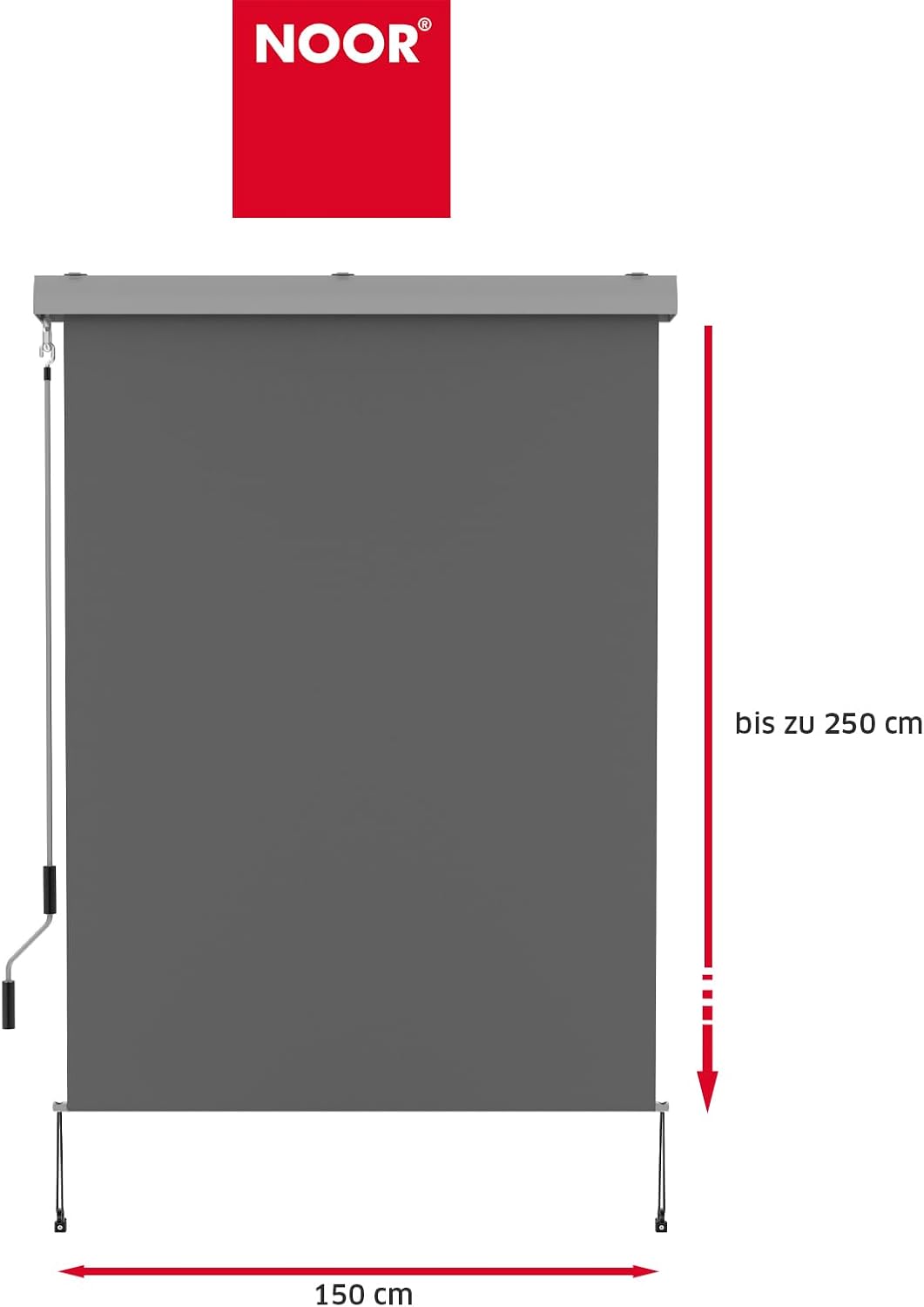 NOOR Senkrechtmarkise 1,5 x 2,5 m I Hochwertige Markise aus strapazierfähigem Polyester (220g/m²) fü