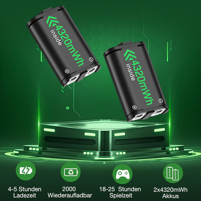 Wiederaufladbar Akku für Xbox Controller mit Ladestation, Akku Pack für Xbox Serie X/S/Xbox One/One