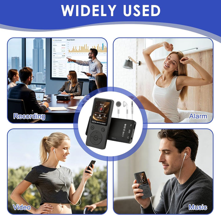 MP3 Player Bluetooth 5.0 32GB mit 1,8" TFT Farbdisplay, Kopfhörer | Bildschirm Musik Player HiFi mit