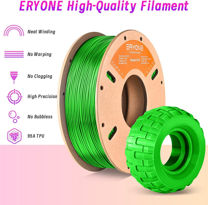 ERYONE TPU Filament 1.75mm, 3D Drucker Filament,Flexible TPU Weiches Filament, TPU 95A, Massgenauigk
