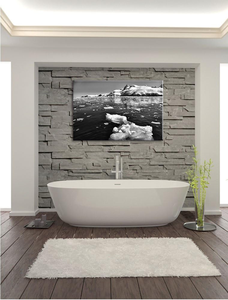 Pixxprint Monocrome, Eisbrocken im Meer Arktis, Format: 100x70 auf Leinwand, 100x70