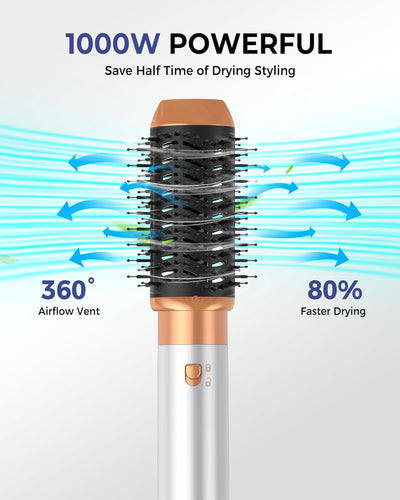 Air styler 6 in 1 Hair styler set mit 1000W Haartrockner, Warmluftbürste, Föhnbürste, Rundbürstenföh