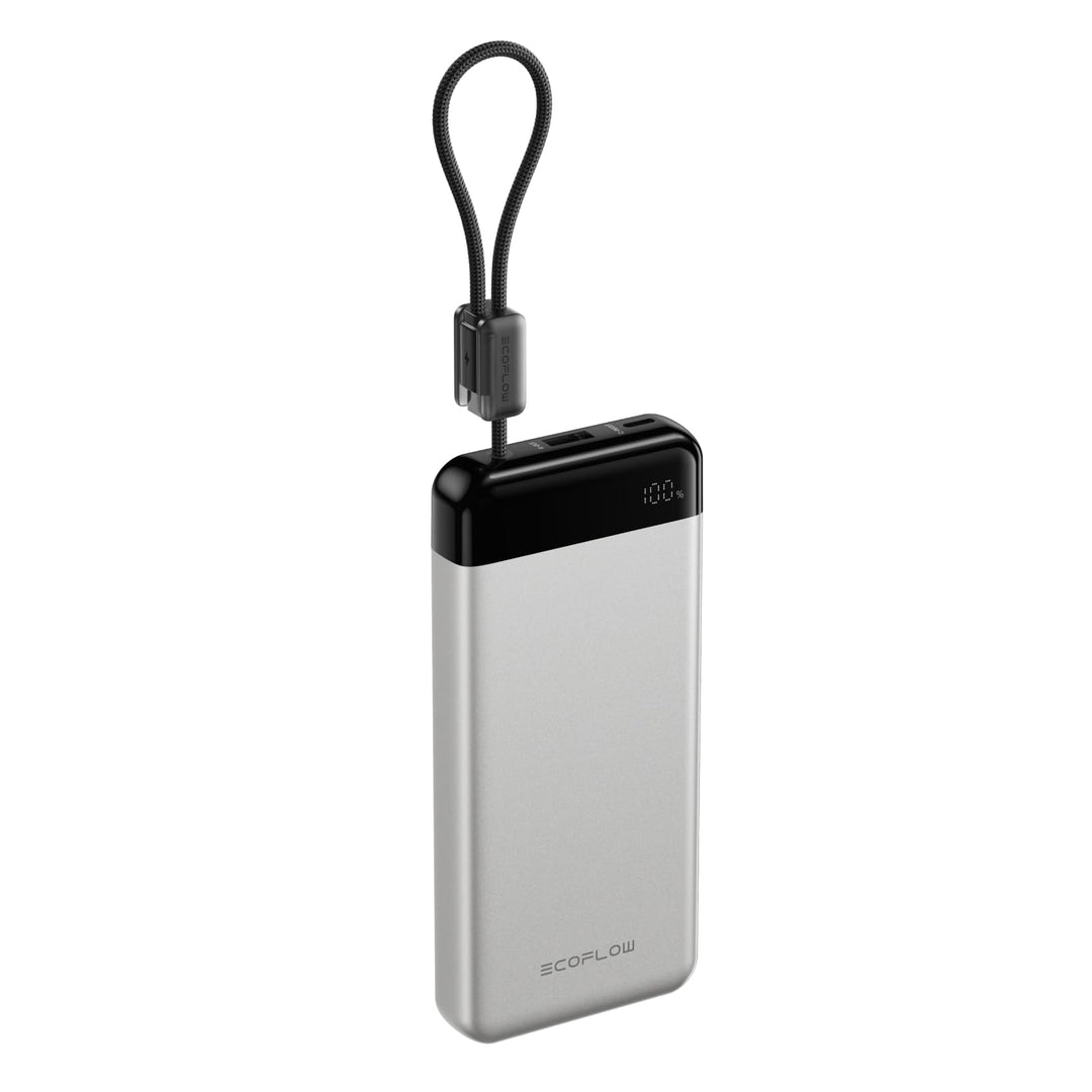 EcoFlow Rapid Powerbank 20000mAh, 45W PPS Schnellladen, mit integriertem ausziehbarem USB-C Kabel fü