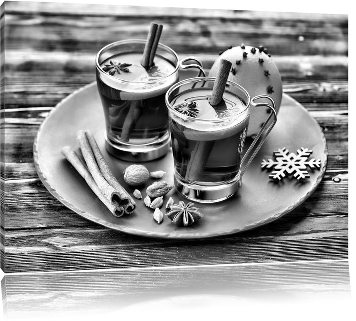 Pixxprint Aromatischer Glühwein mit Zimt als Leinwandbild/Grösse: 100x70 / Wandbild/Kunstdruck/ferti