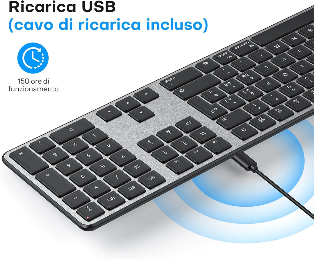 OMOTON Drahtloses Bluetooth-Tastatur- und Maus-Set für Mac, wiederaufladbare Tastatur und Maus mit 3