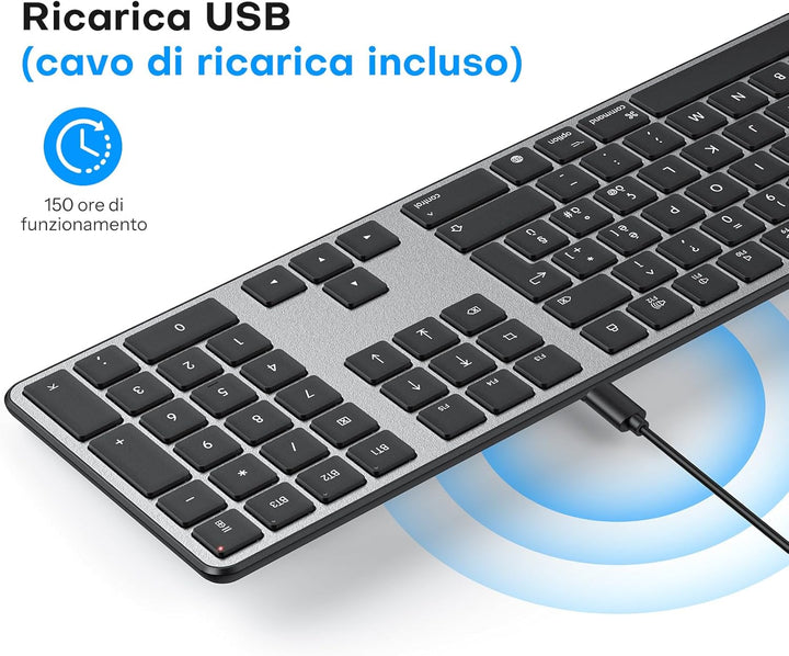 OMOTON Drahtloses Bluetooth-Tastatur- und Maus-Set für Mac, wiederaufladbare Tastatur und Maus mit 3
