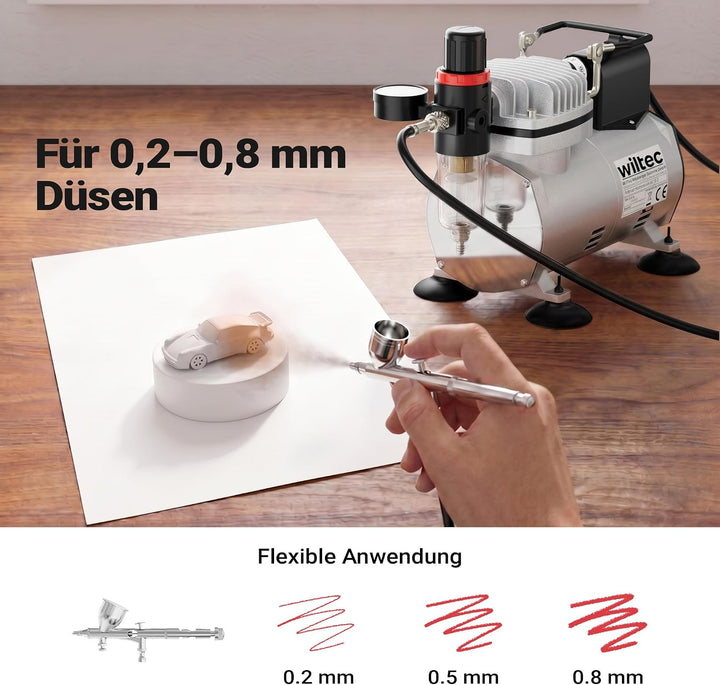 Airbrush Kompressor AF18-2 Membrankompressor 4 bar Abschaltautomatik Manometer