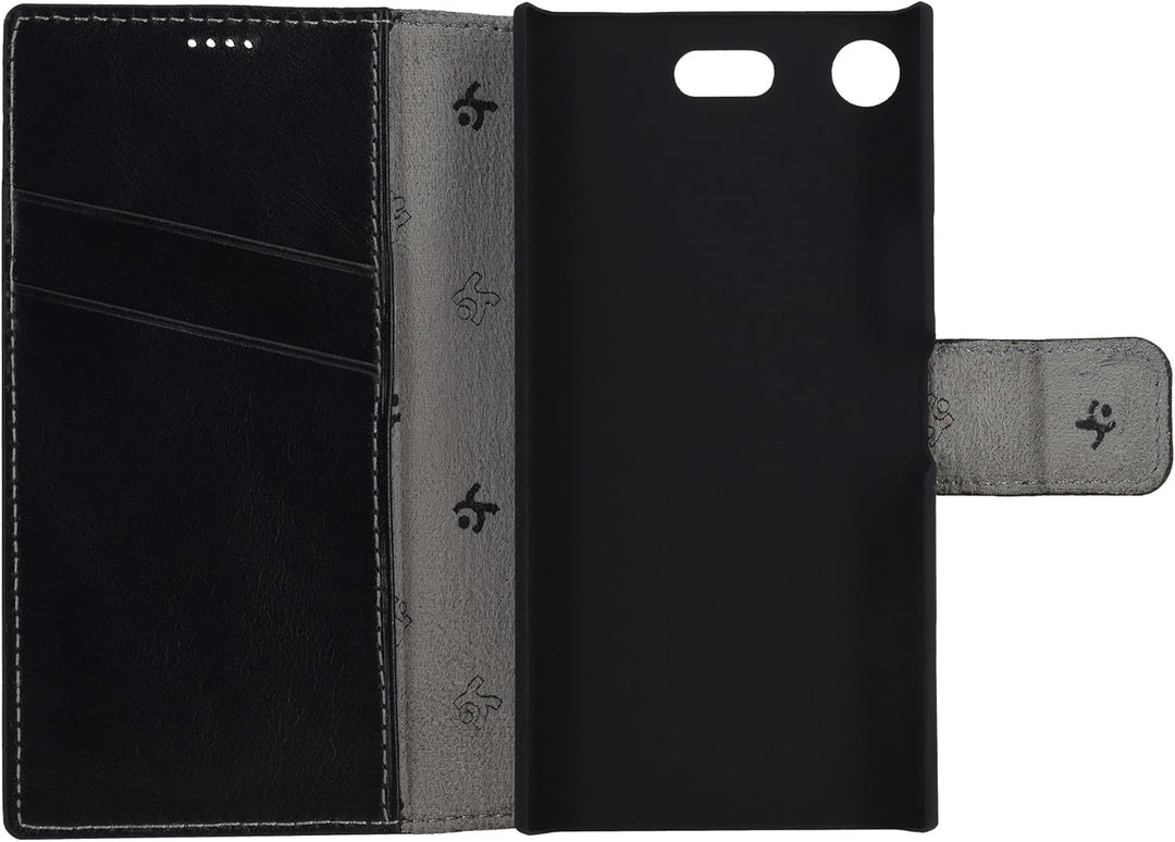 Suncase Book-Style für Sony Xperia XZ1 Compact (Slim-Fit) Ledertasche Leder Tasche Handytasche Schut
