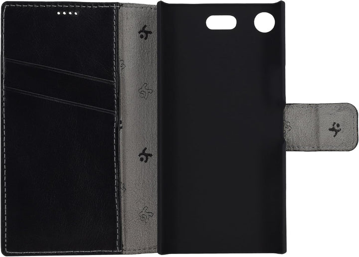 Suncase Book-Style für Sony Xperia XZ1 Compact (Slim-Fit) Ledertasche Leder Tasche Handytasche Schut