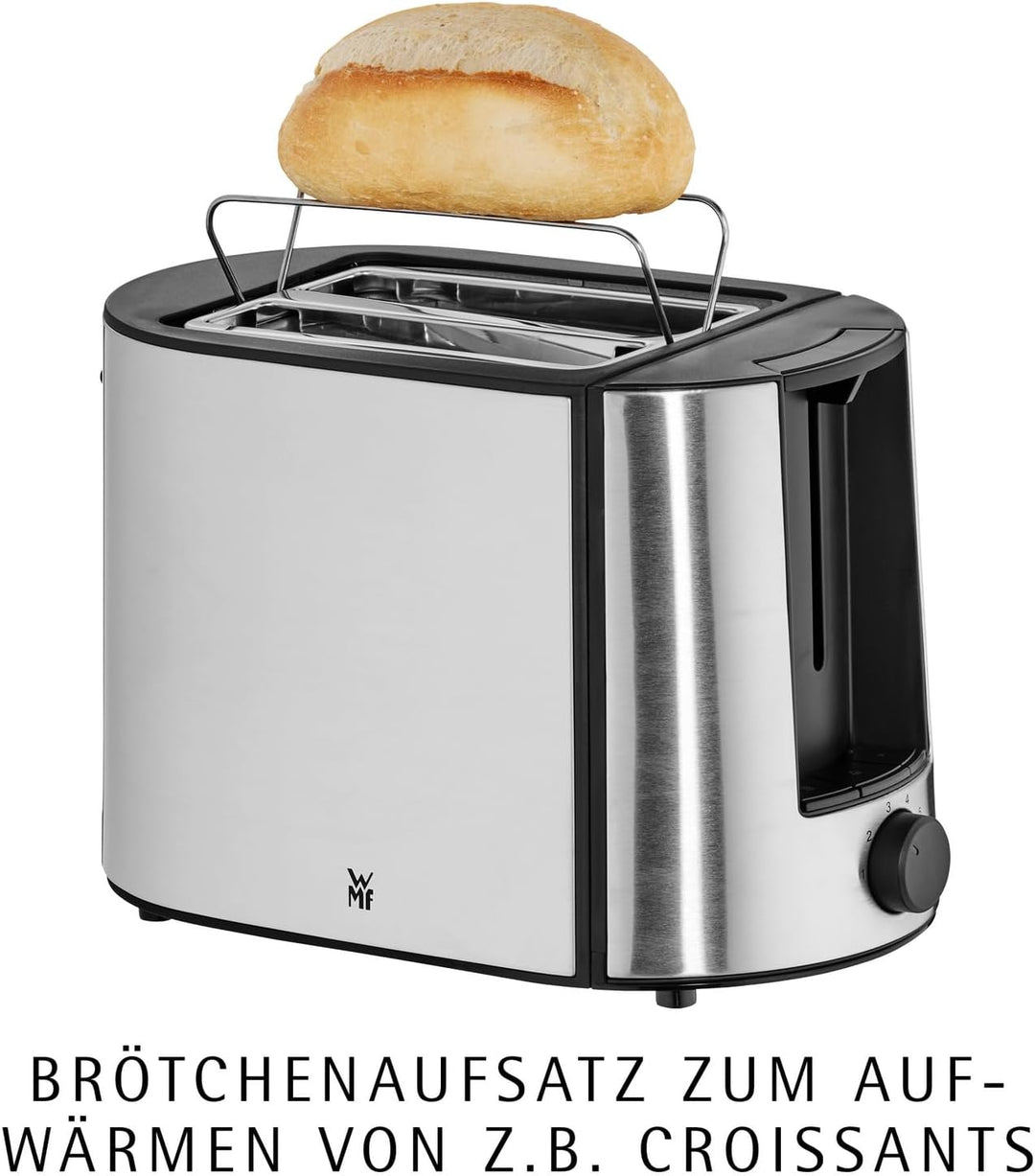 WMF Bueno Pro Toaster Edelstahl, Doppelschlitz Toaster mit Brötchenaufsatz, 2 Scheiben, 6 Bräunungss