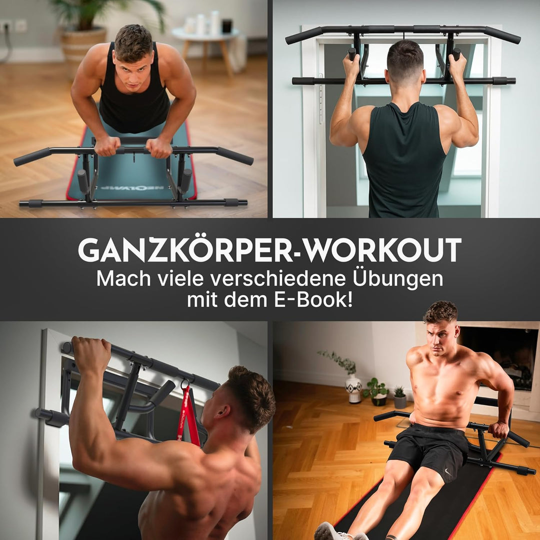 NEOLYMP Klimmzugstange Türrahmen ohne Schrauben – verstellbare Pull Up Bar zum Einhängen, passt in j