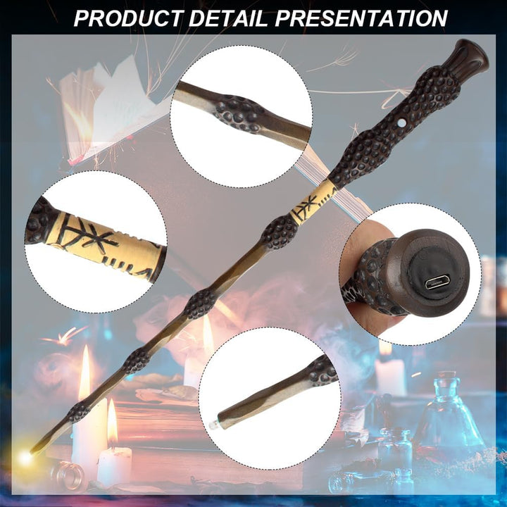 Elderstab Glühen, 39CM Dumbledore Zauberstab mit Licht, USB Aufladung Zauberstab Dumbledore in Gesch