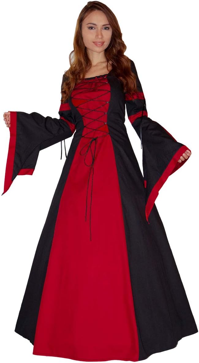 MAYLYNN Mittelalter Kleid Gewand Keyla rot- LARP, Grösse:L L Rot, L Rot