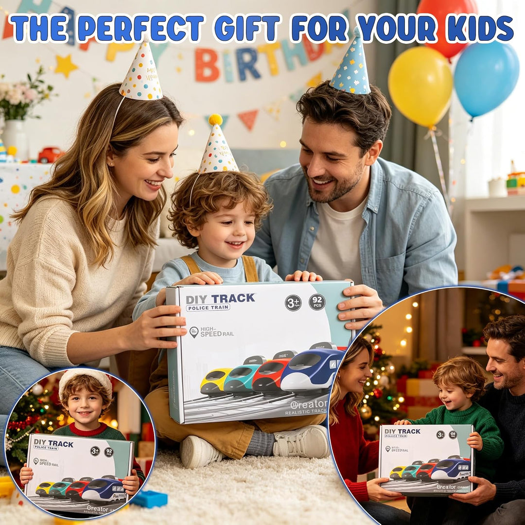 Zug-Sets für Jungen 4–7, 66-teilig, batteriebetriebenes Zug-Set mit Schienen (magnetische Verbindung